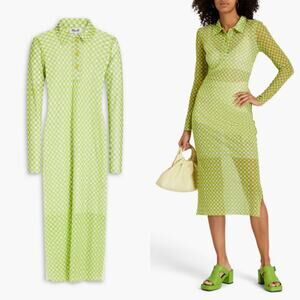 BAUM UND‎ PFERDGARTEN Jupiter Gingham Stretch-Mesh Midi Dress Large